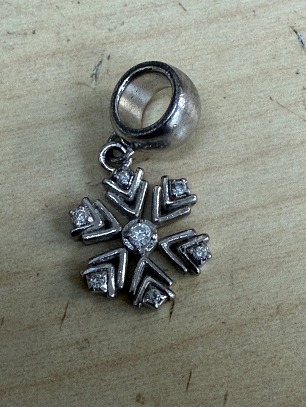 Silver Snowflake Charm charm - Sparkling Crystal Accent